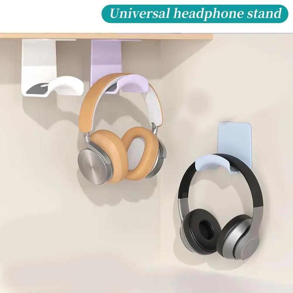 Dudukan Headphone plastik perekat gantungan dinding di bawah meja Headset rak pemegang dukungan Universal untuk Gaming Earphone Bracket