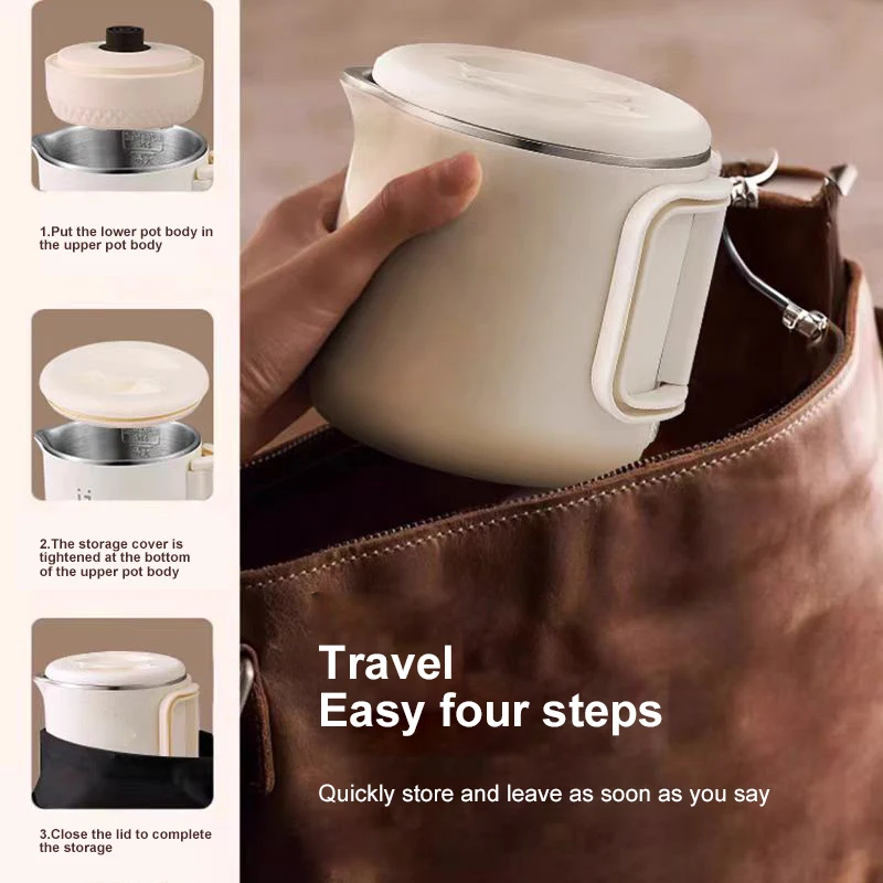 GELAIBO folding kettle travel portable kettle 304 stainless steel electric kettle double-layer anti-scalding