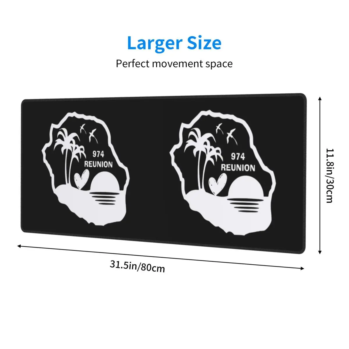 974 Reunion Island Large Mouse Pad Computer Keyboard Mouse Mat Gaming PC Laptop Desk Mat Office Accessories Table Mats