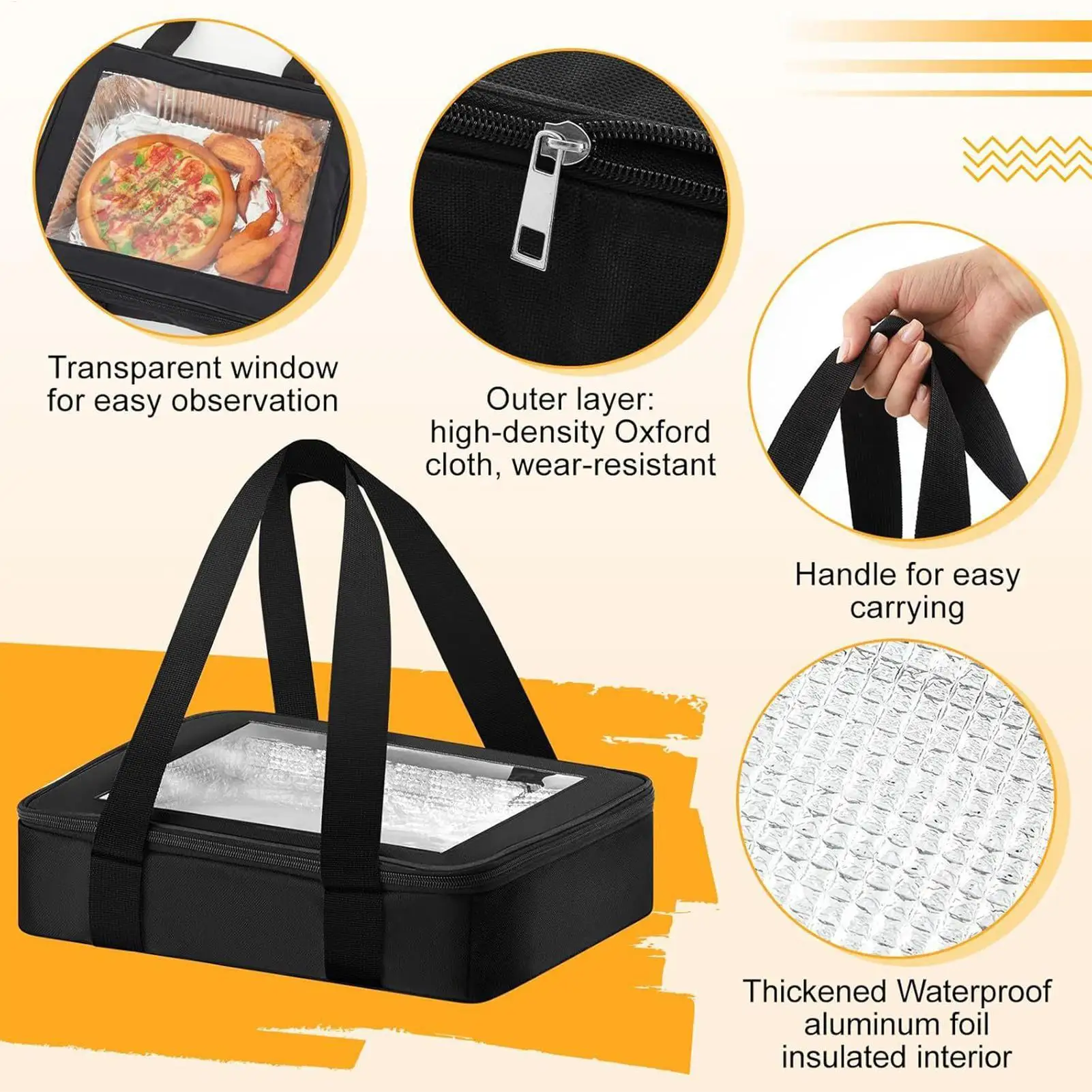 طاجن دفئا الناقل مانعة للتسرب حقيبة حرارية قابلة للطي حقيبة نقل الغذاء طاجن دفئا لخدمة توصيل وجبة النقل