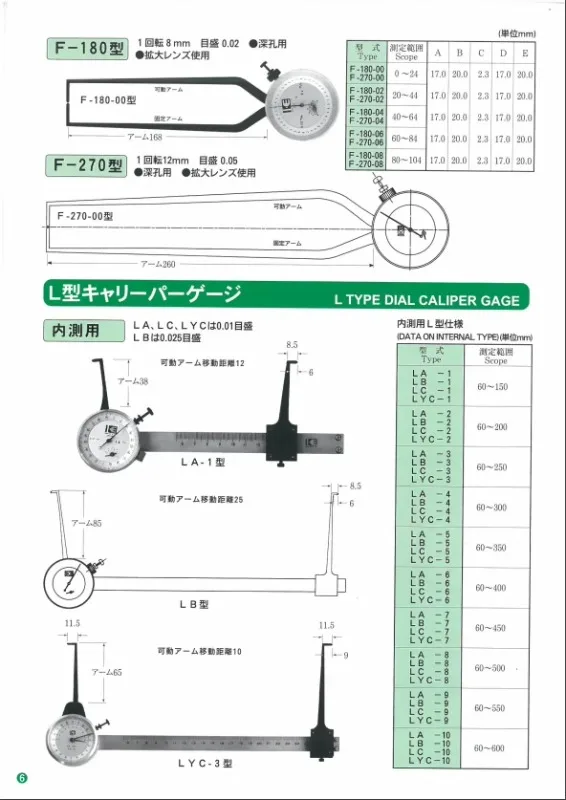 KASEDA long claw type thickness gauge external caliper F-270-00/02/04-06/08