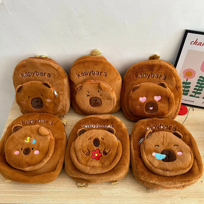 Trendy Kapibala pop pluche rugzak; Ruime Cartoon Capibara damestas; Ideaal kindercadeau