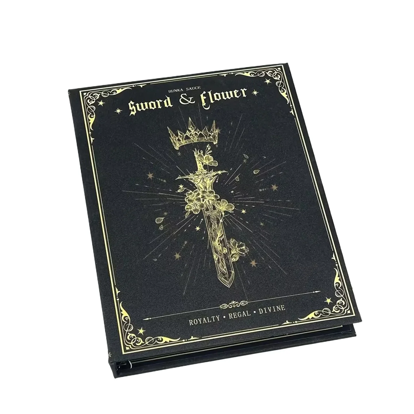 Gothic Sword Flower A5 Card Album 4 Grid Refillable Ring Binder 3 Inch Kpop Photocard Holder Anime Polaroid Storage Black Gold
