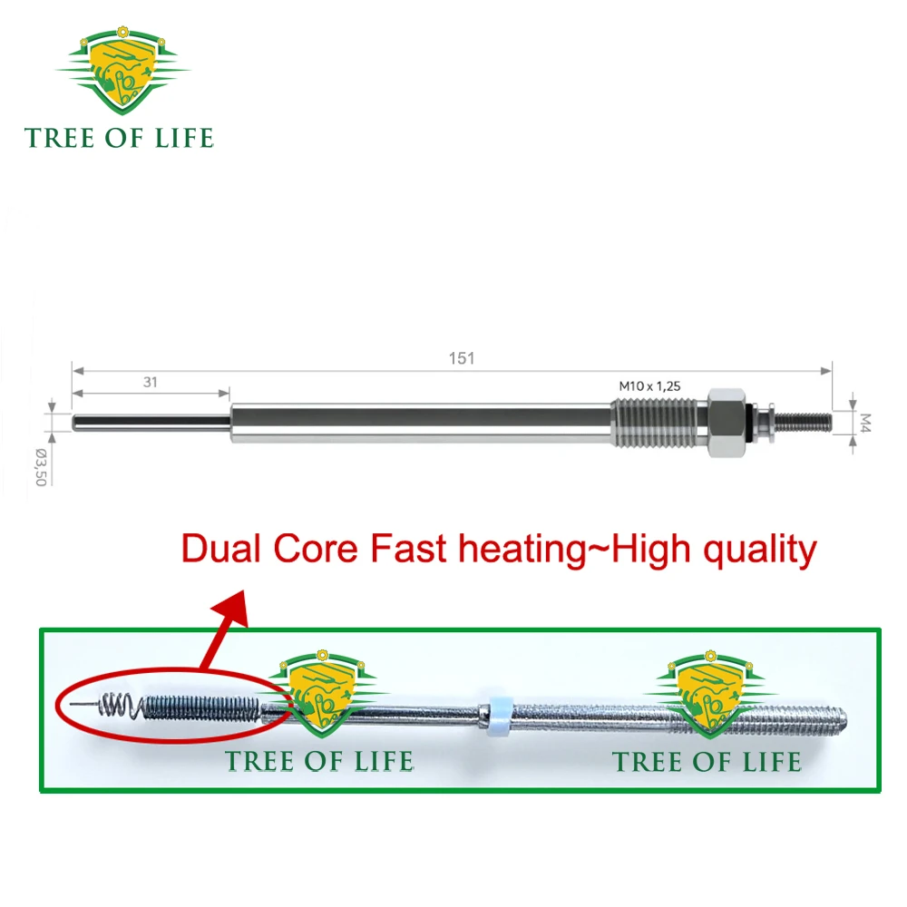 4x 11V Glow Plugs 36710-4A000 For HYUNDAI H1 I800 ILOAD Porter II H100 H350 KIA SORENTO K2500 D4CB Engine 2.5CRDI 36710-4A710