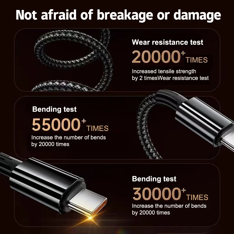 0.3/1/1.5/2/3 Meter Data Cable 240w 6A Fast Charging Data Cable Durable Multi-mobile Phone Compatible