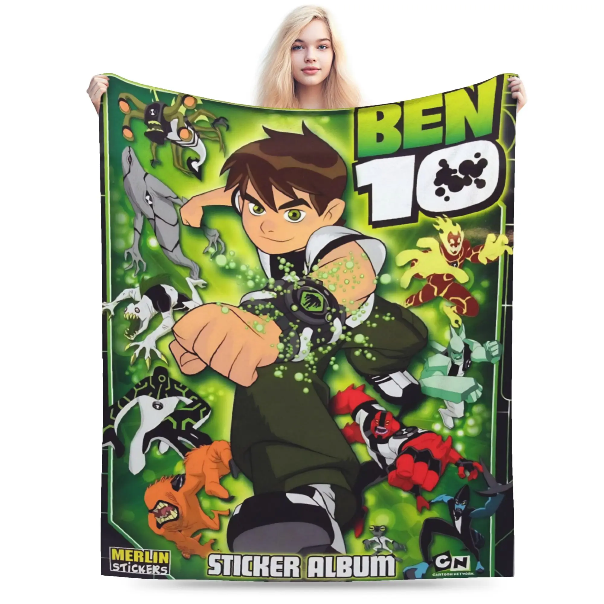 Ben 10 Anime Throw Blanket for Couch  Soft Fuzzy Plush Blanket 50x60 Inches Multiple Sizes Bedspread for All Seasons