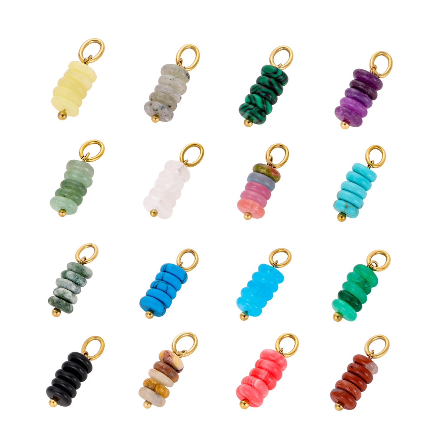 CARLIDANA High Quality Colorful Natural Stone Smooth Pendant Gold Plated Crystal Charm Pendant for DIY Necklace Jewelry