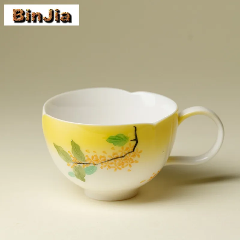 Taza de té de Osmanthus pintada a mano, tazón de té elegante, tazas individuales, taza Personal de degustación de té, tazas maestras de Chazhan, servicios de té artesanales, 140ml