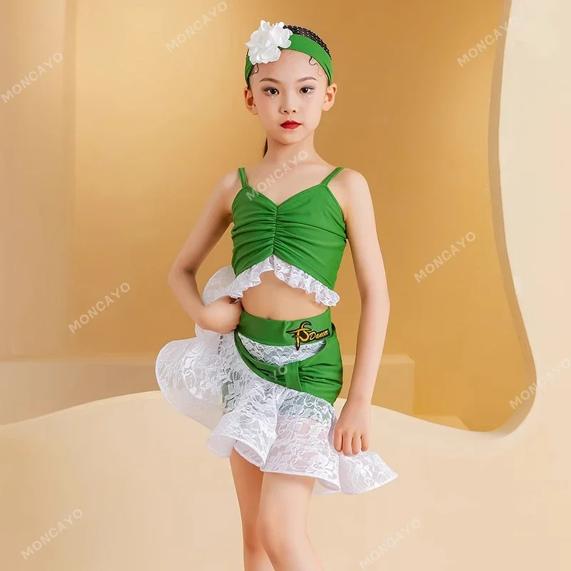 

Latin Dance Dress Girls Child Cha Cha Rumba Tango Samba Salsa Dance Practice Clothes Kids Ballroom Dance Competition Dresses