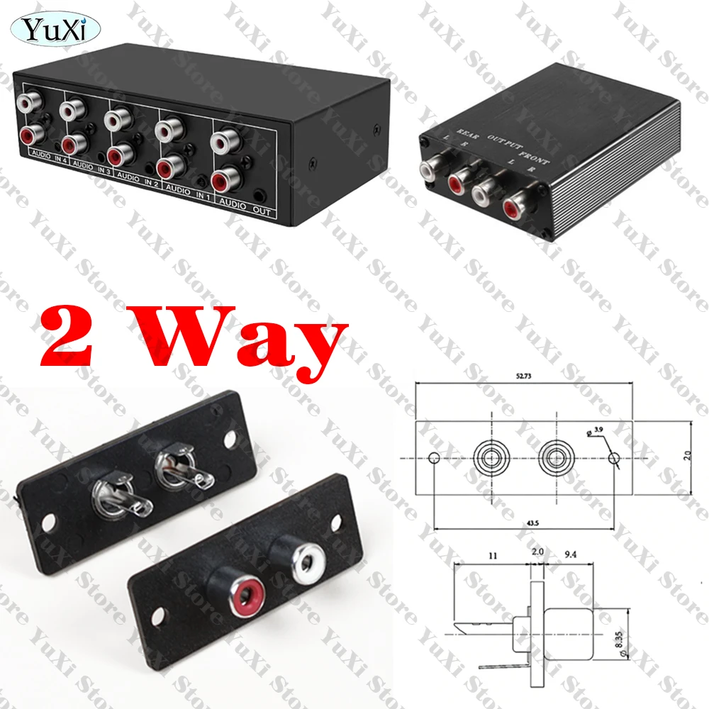 1-12Pcs 2 Way 4 Way RCA Female Jack Terminal Wall Panel Plate Input Phono Chassis Socket Mount AV Audio Adapter view 6