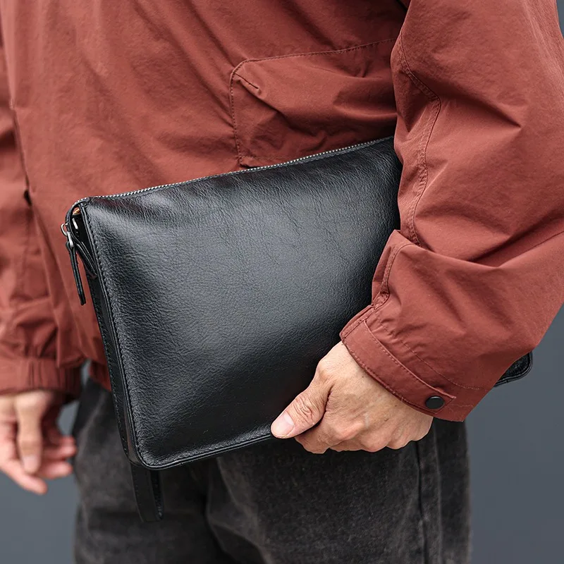 

wmnuo 2025 Fashion Hand Bag Men Original Cowhide Clutches Male Clutch Wallet Designer Large Luxury Envelope Bag Korean
