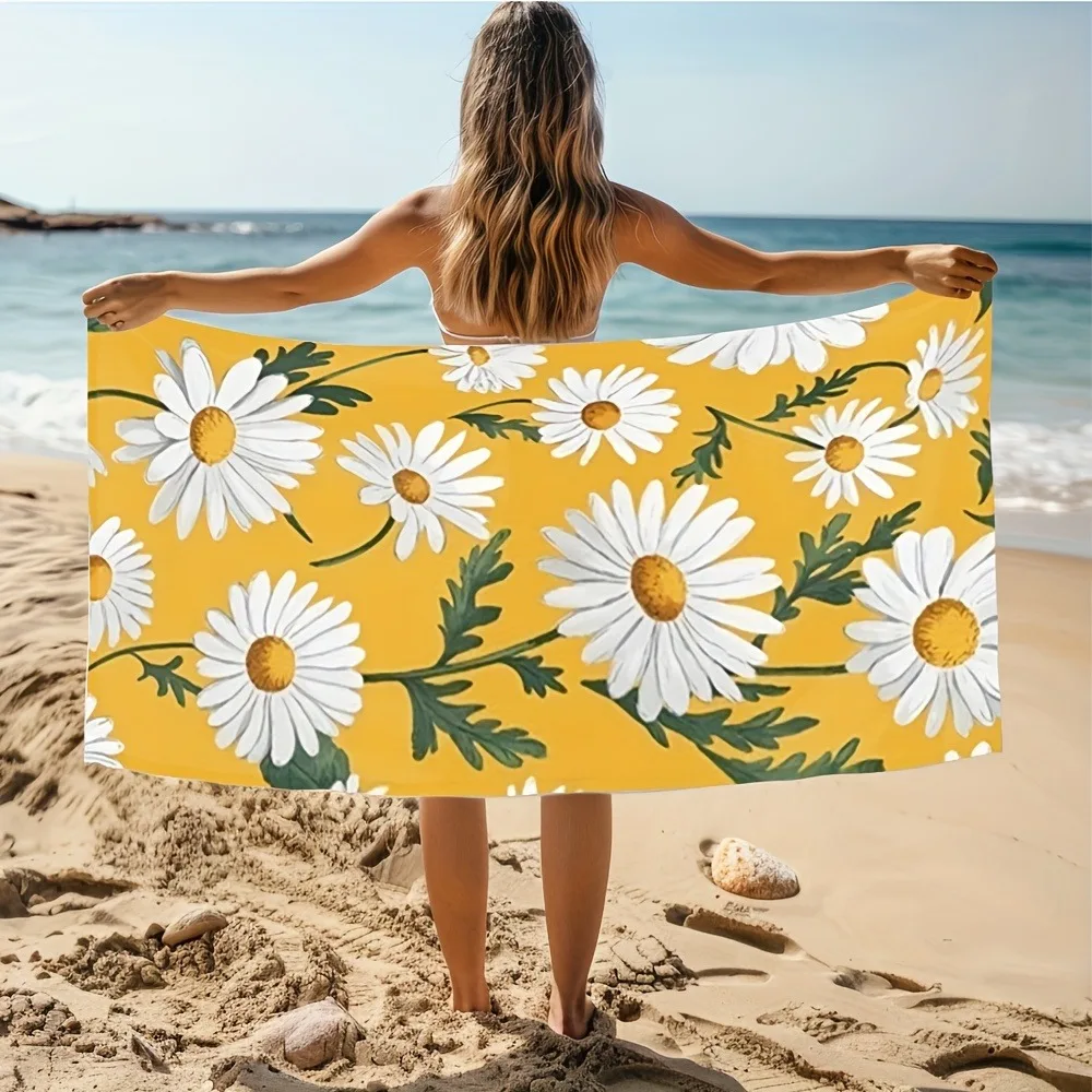 Classic Tropical Pineapple Striped Print Beach Towel Quick Dry Soft Towel Lightweight for Swimming Vacation Beach Summer Holiday