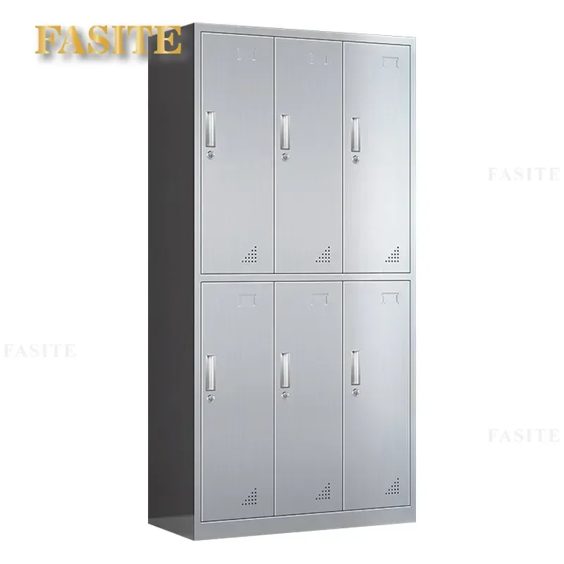 For 304 Stainless Steel Locker 201 Dormitory Staff Cabinet Bathroom Storage Dust-free Workshop Industrial Metal Cupboard
