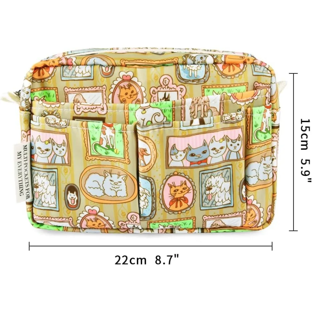E-WEICHEN Multiple Pockets Portfolio Organizer with Zippered, Makeup Bag Travel Essentials for Women, Simple Waterproof Statione