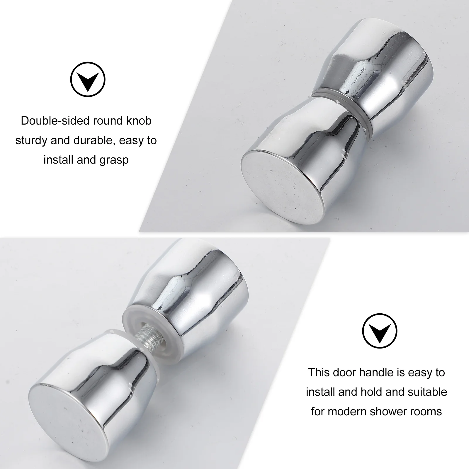 

2Pcs Bathroom Door Handle Glass Double-Sided Aluminum Alloy Shower Door Back-to-Back Knob Durable Accessories Bathroom Handle