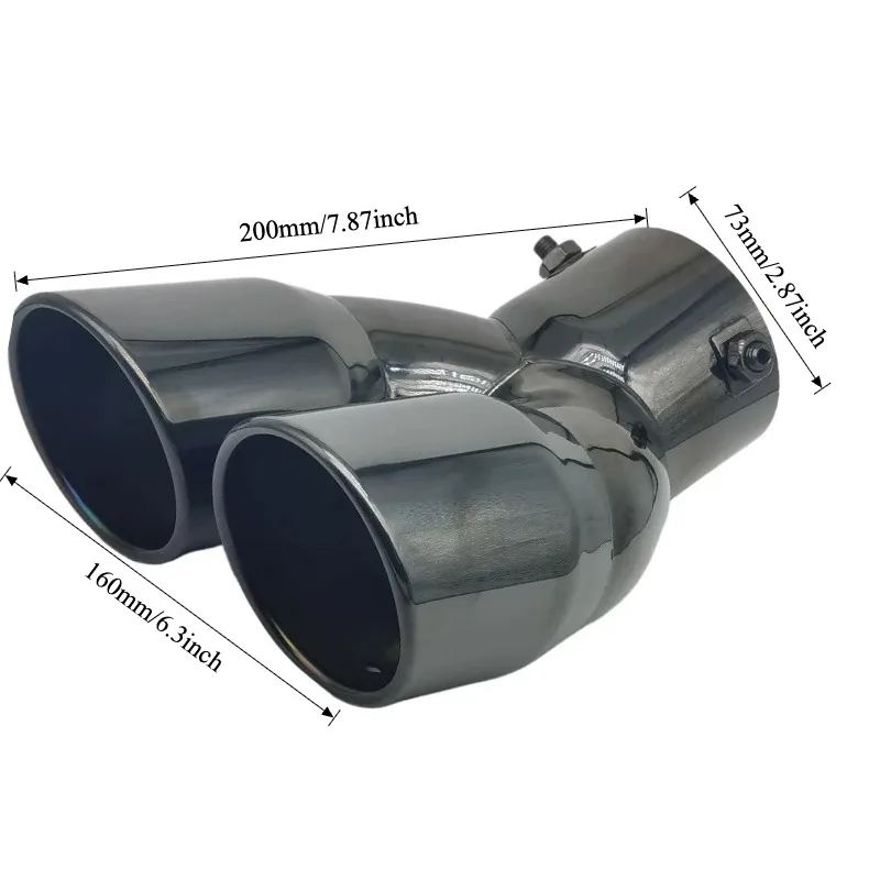 Dual Outlet Car Exhaust Pipe Tip Muffler Tip Tail Pipe Universal Stainless Steel Exhaust System Car Accessories
