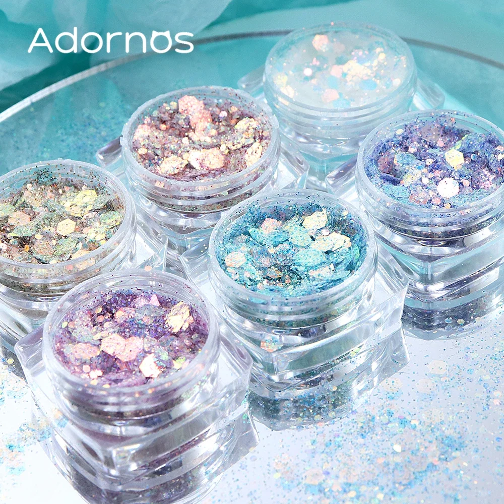 6pcs/set Iridescent Mermaid Sequins For Epoxy Resin Shaker Mold Fillers Spaekly Hexagon Glitter Flakes DIY Jewelry Crafts Making