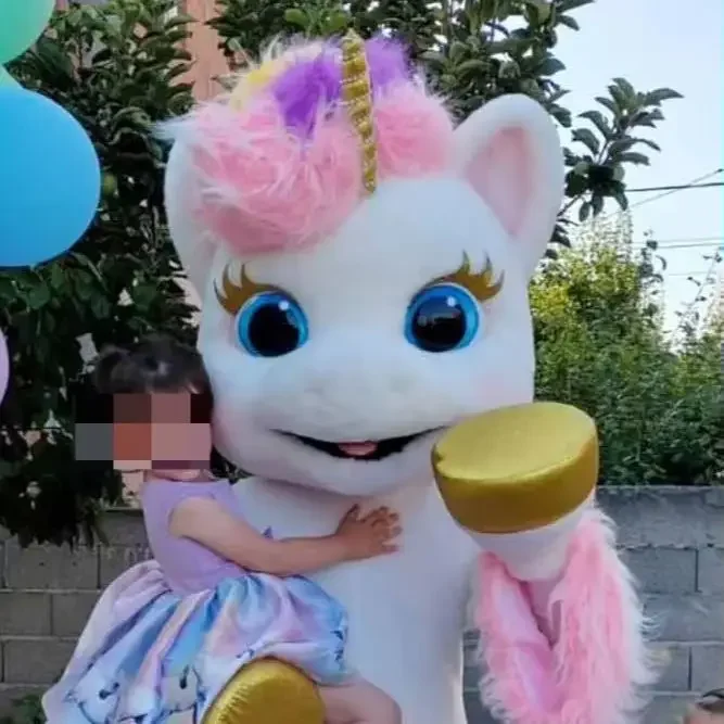 

Disney Adult White Pink Unicorn Mascot Costume Cartoon Rainbow Horse Fancy Outfit Cosplay Party Furry Carnival Halloween Suits