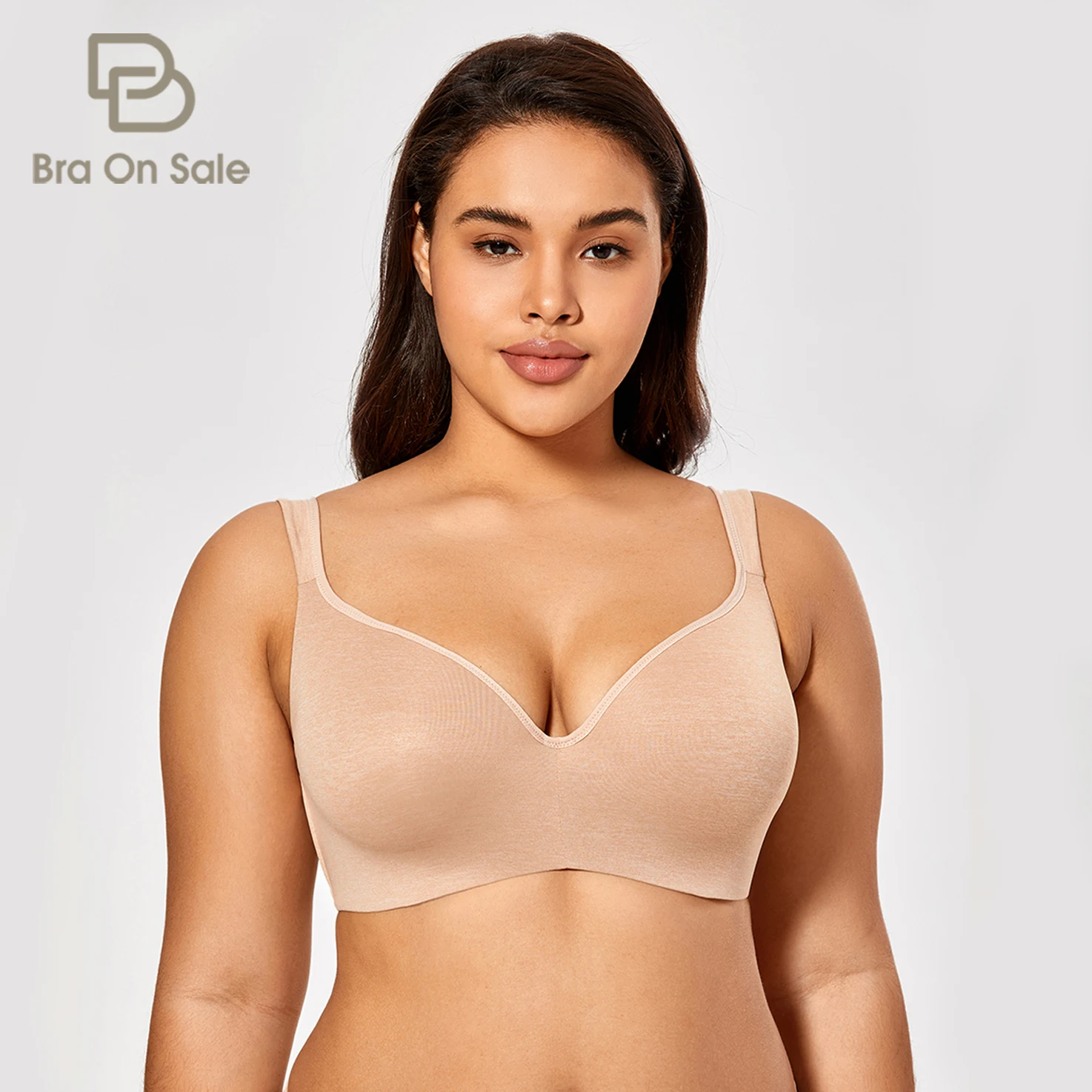 Women's Smooth Underwire Balconette T-Shirt Push Up Bra Plus Size Full Figure Side Support Contour Seamless Bras For Women