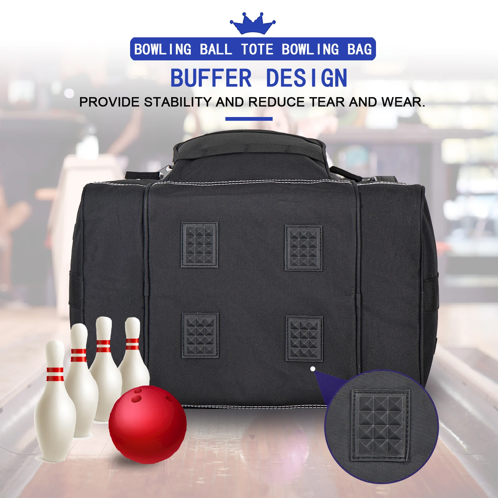 Bowling Ball Bag for Singer Ball with Padded Ball Holder, 2 Pockets fit Bowling Shoes Up to Mens Size 14 and Accessorie