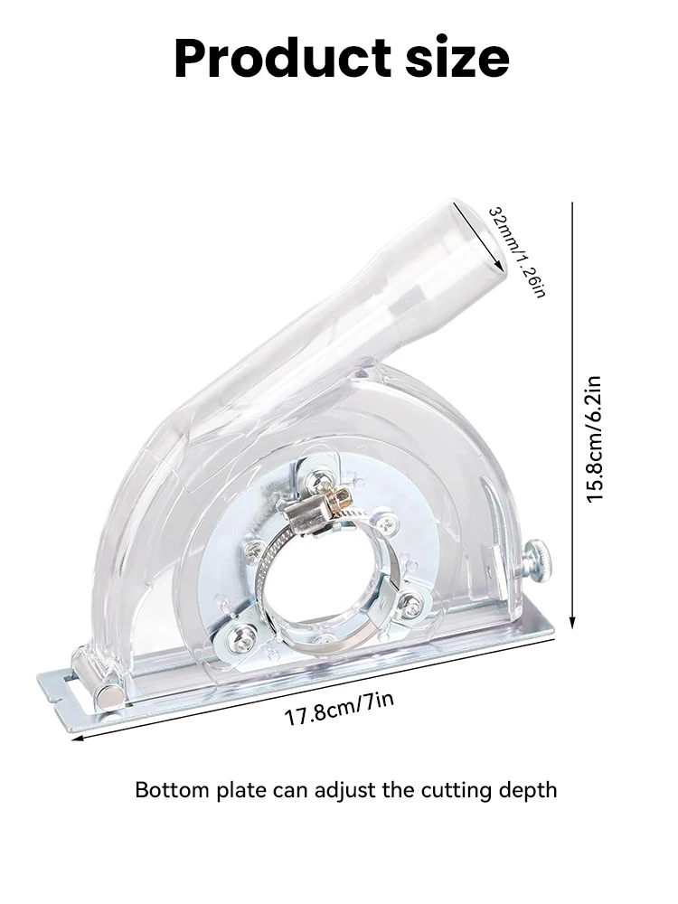 Staub absauger Schneid schutz geeignet für Winkels chl eifer mit 4-5 "Durchmesser und 3"/4 "/5" Sägeblätter transparente Schleif staub abdeckung