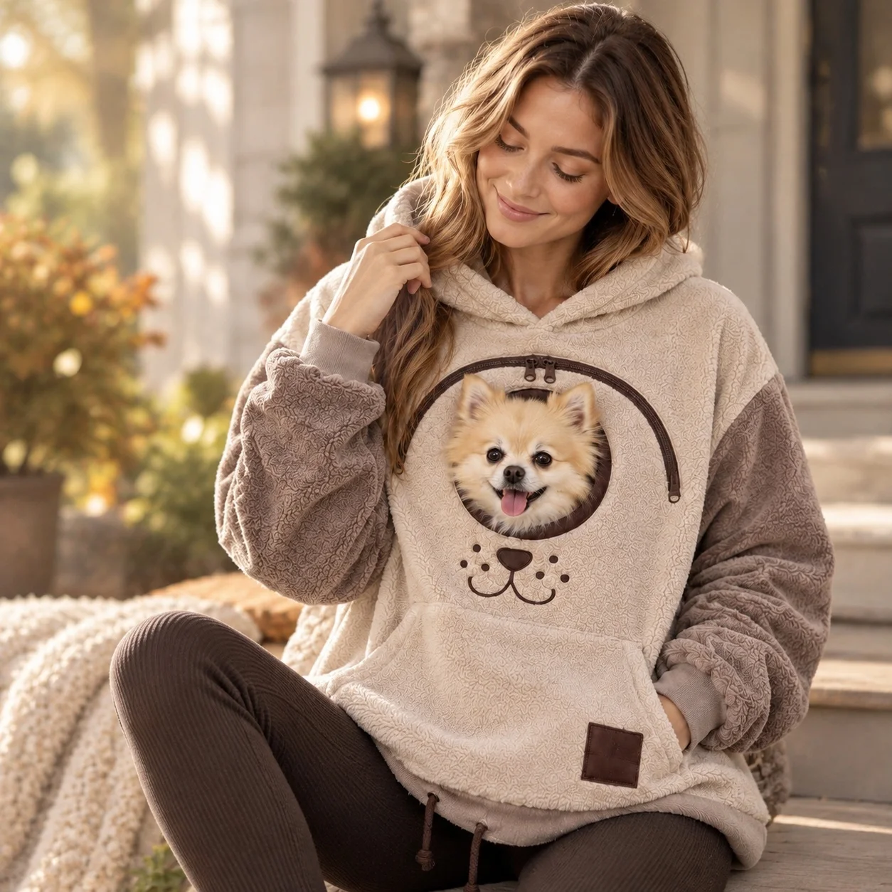 Hooded Sweatshirt Casual Mid Length with Drawstring Loose Fit Long Sleeve Pullover Thick Animal Pattern Hoodie Autumn for Men