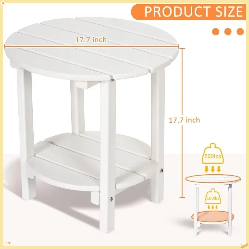 

2-Tier Round Side Table, Weather Resistant Outdoor End Table for Patio Poolside Porch