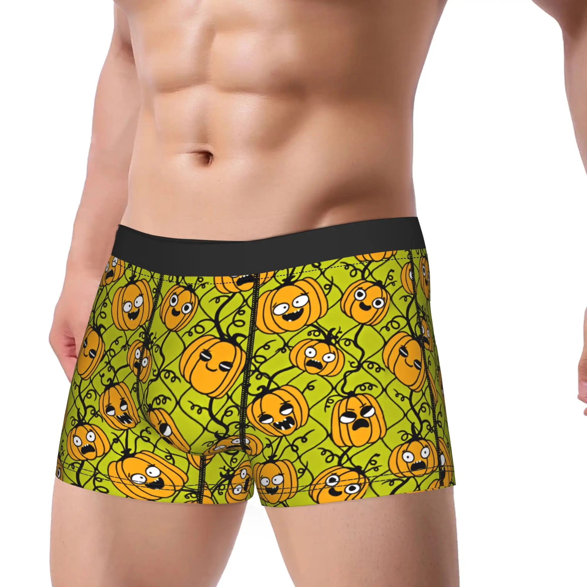 Halloween Funny Face Pumpkin Underwear  Men's Shorts Briefs Comfortable Boxer Shorts Hot Sale Print Oversize Panties