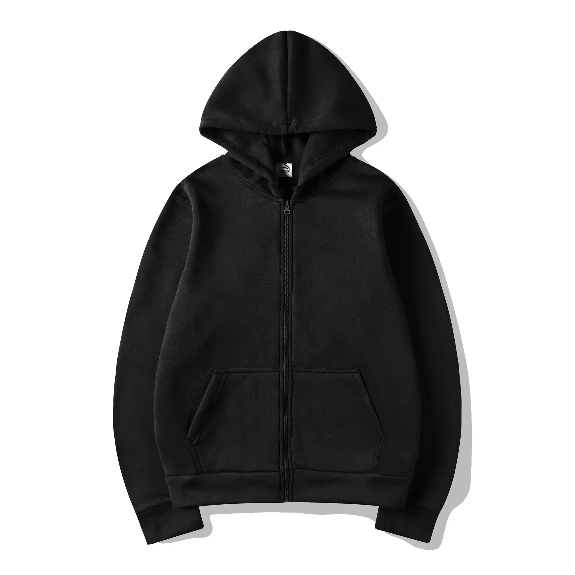 High-Street-Hoodie für Herren, einfarbig, mit Reißverschluss, langärmelig, locker geschnittene Jacke, lässiger Kapuzenpullover, Y2K-Mode, Outdoor-Bekleidung – Detail 6