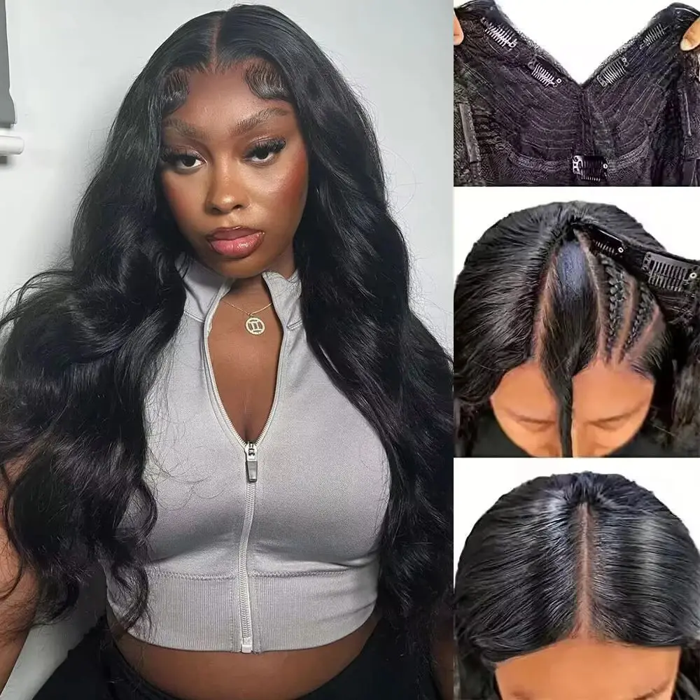 Body Wave Human Hair Wigs V Part Wig Human Hair No Leave Out Brazilian V Part Human Hair Wave Wigs Full Machine Made For Women