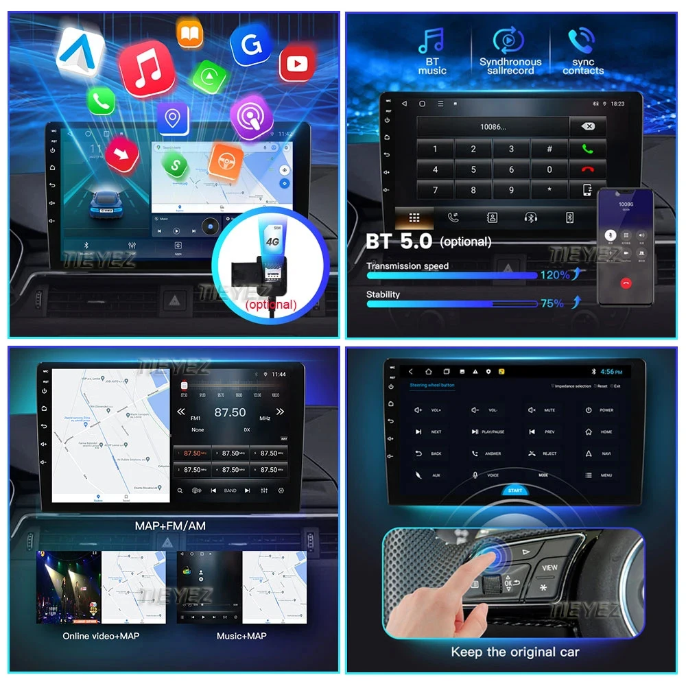 カーGPSマルチメディアラジオ,プレーヤー付きラジオ,ナビゲーター,10.1インチ,Android 2013,4G,CarPlay,ステレオ,セントラルユニット用,4x2014,rav 4 2015 2016 2017