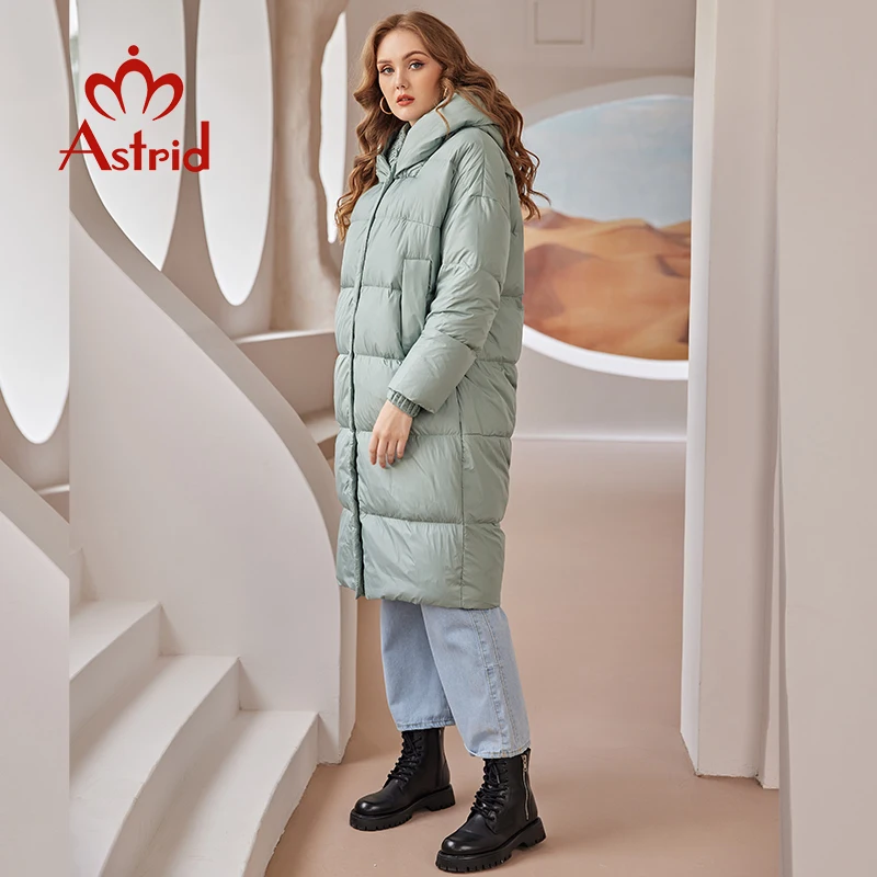 Imagem -03 - Astrid 2023 para Baixo Jaqueta Feminina Inverno Quente Longo Cabolsa Parkas com Capuz Moda Solta Outerwear Feminino Jaqueta Roupas Femininas