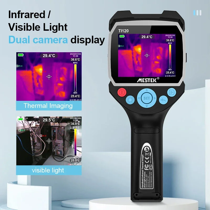 

2026Mestek Handheld Temperature Thermal Imaging Camera -20~400C Color Display Screen Industry Temperature Tester Thermal Imager