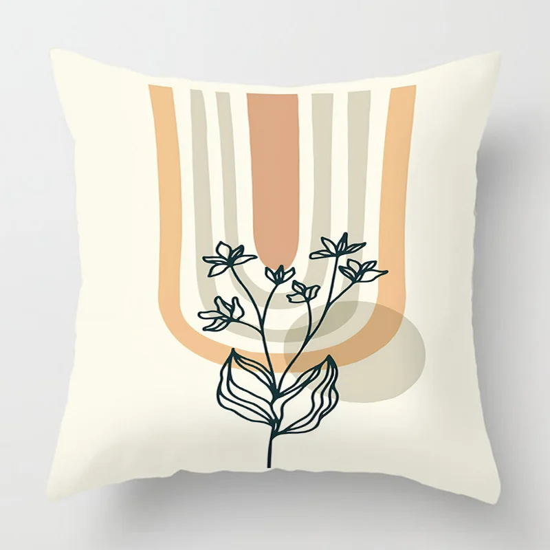 

Four Seasons Universal Pillowcase Abstract Geometric Plant Illustration Printed Cushion Cover Home Cafe Decoration