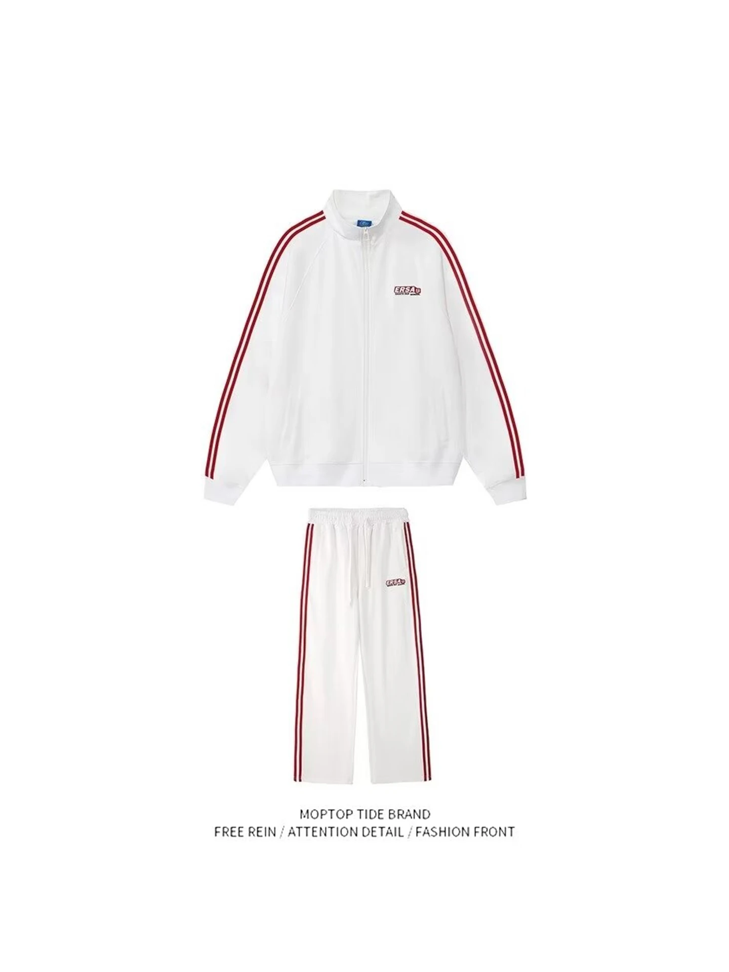 

Комплект из двух предметов: кардиган и спортивные брюки в американском стиле с тремя полосками, новый, весна-осень, унисекс, повседневный, для бега, спортивный костюм