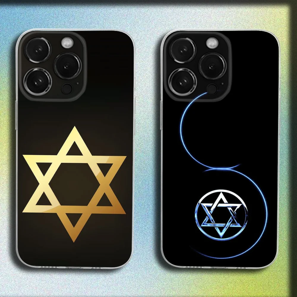 

David Jewish Star Symbol Phone Case For iPhone 16,15,14,13,12,11 Plus,Pro,Max,XR,XS,X,Plus,SE,Mini Transparent Soft Cover