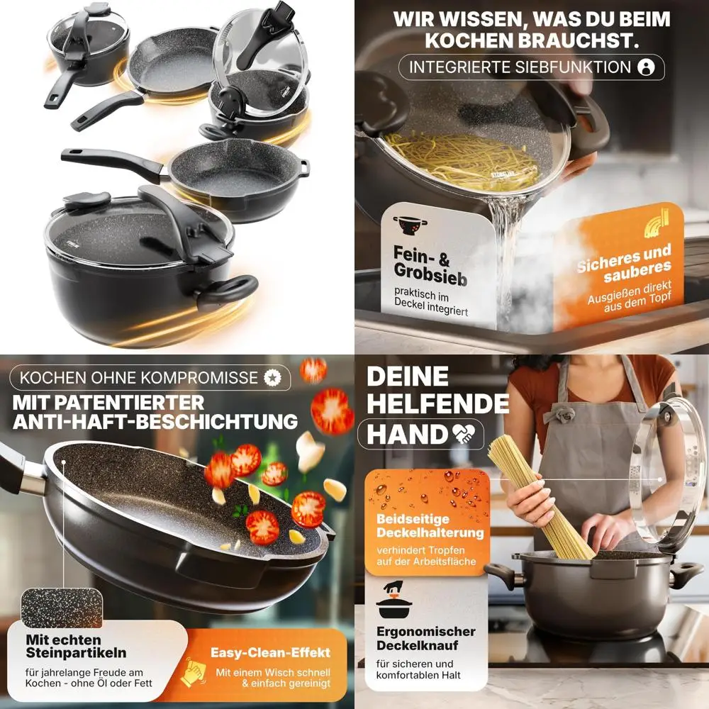 

Luxury 10-Piece Copper Pan Induction Cookware Set with Non-Stick Surface, Dimensions 21.5 x 11.5 x 11 inches