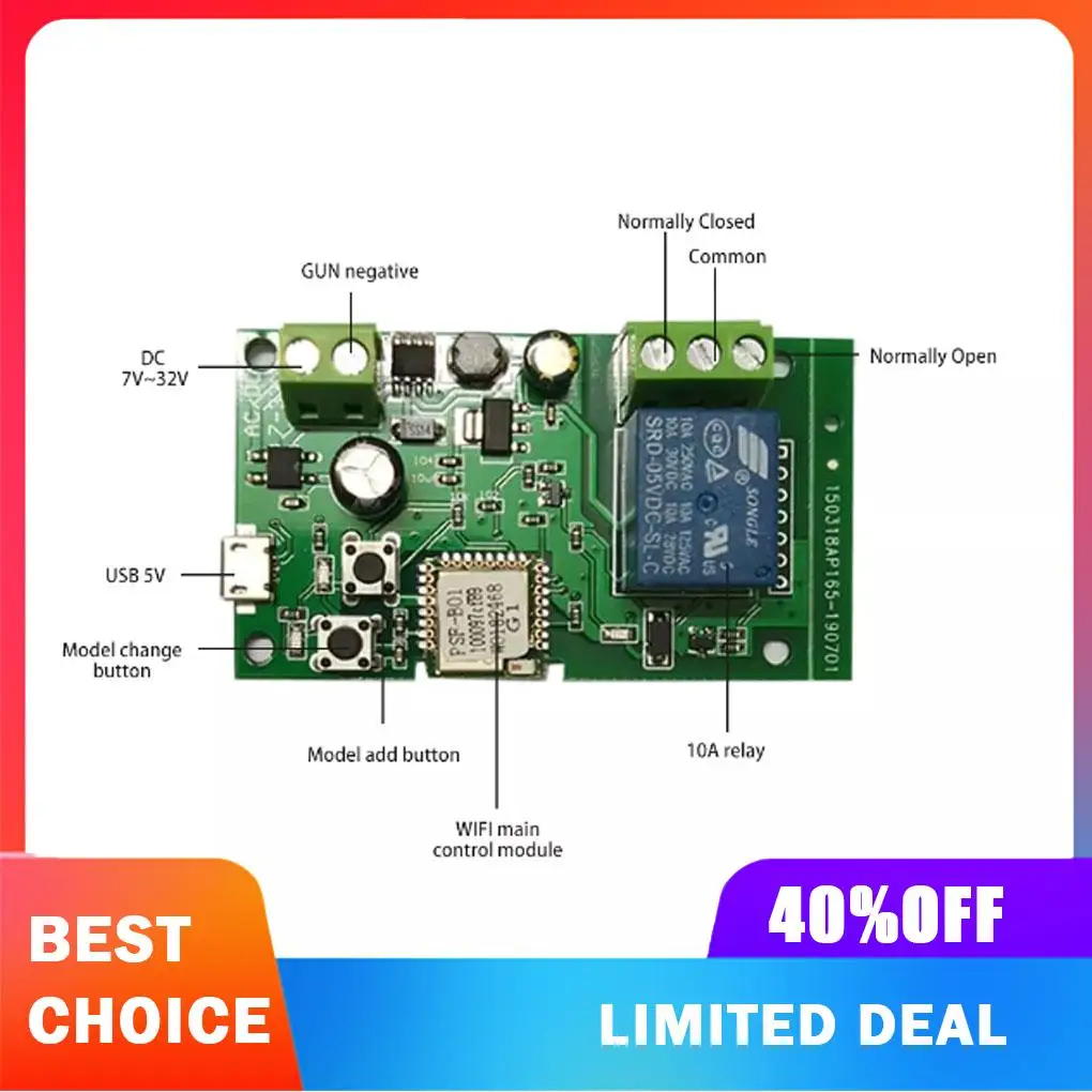 ABS WiFi Relay Switch Module Remote Control Self-locking Antiflaming IP44 Waterproof APP Circuit Board Part Accessories