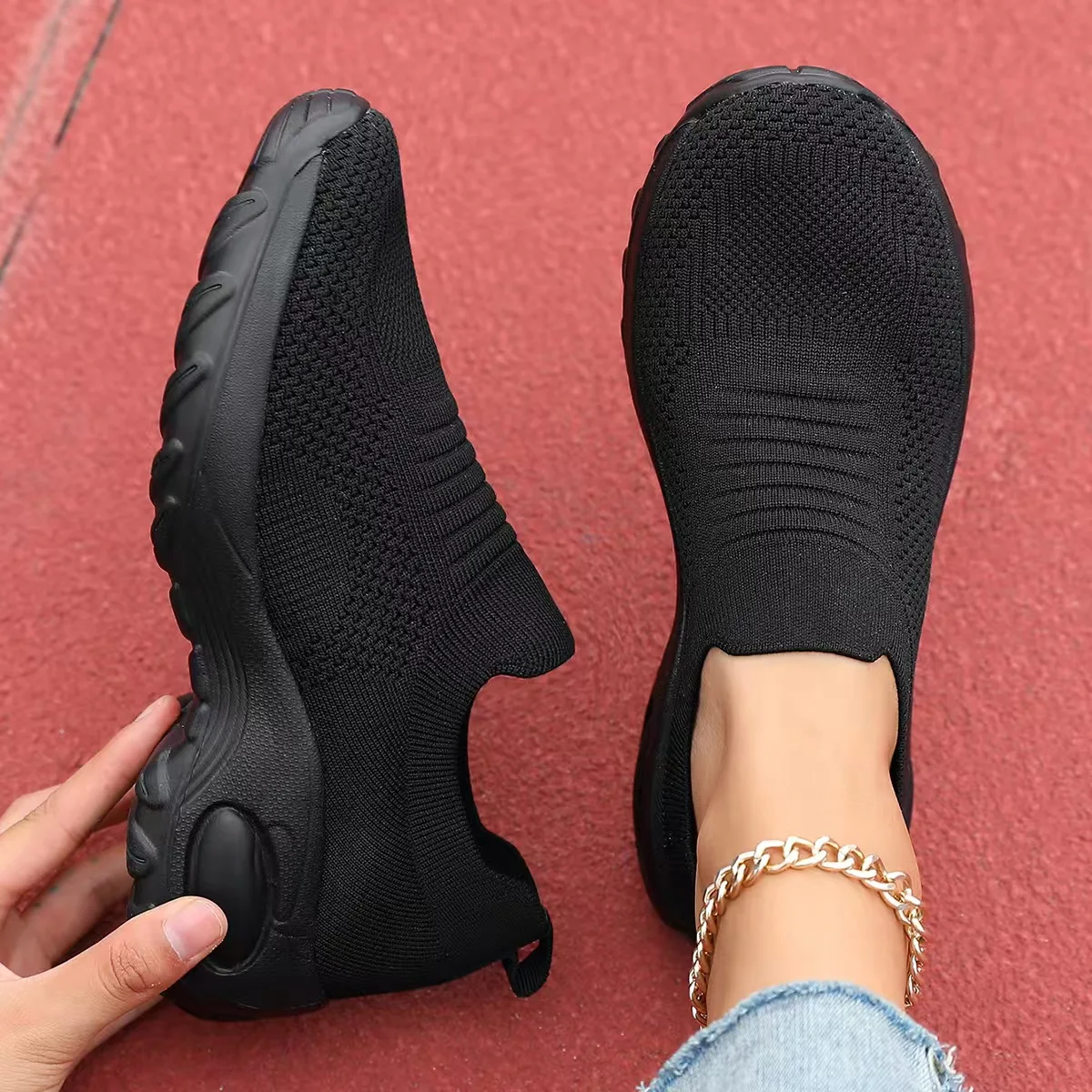 

Women Sneakers Thin Woven Mesh Breathable Casual Shoes Breathable Comfortable Nursing Shoes Casual Platform Loafers Non-Slip