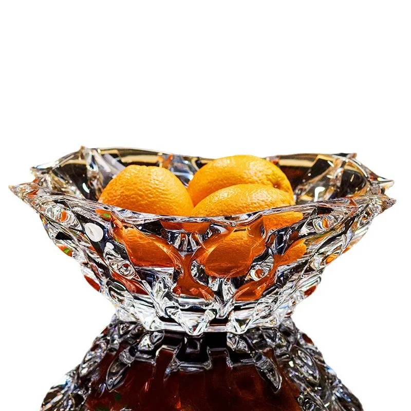 

Crystal glass light luxury creative modern home living room coffee table dried fruit melon candy fruit plate