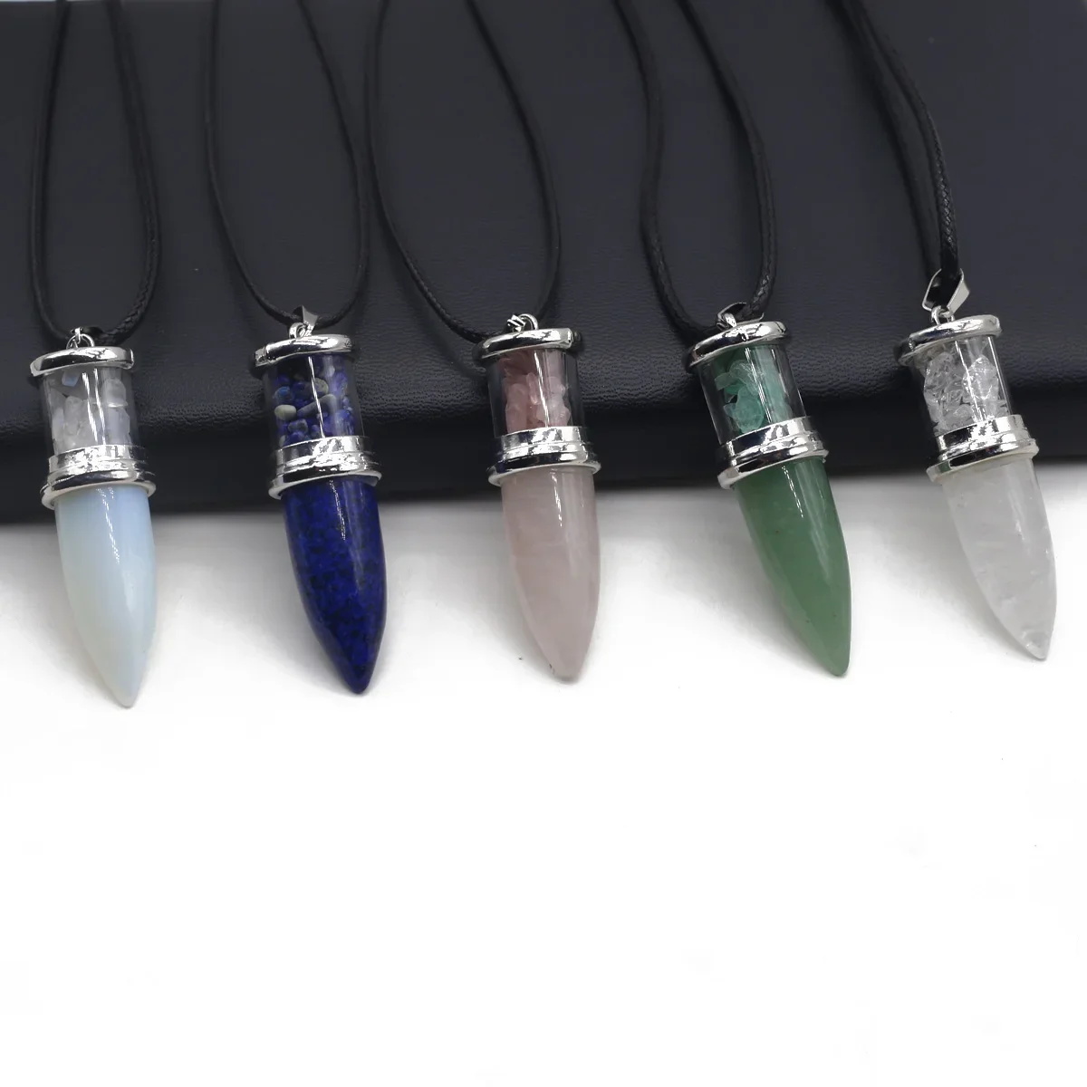 Bullet Head Pendant Necklace Charms Natural Agates Stone Pendant Necklace for Women Jewerly Party Gifts 16x52mm