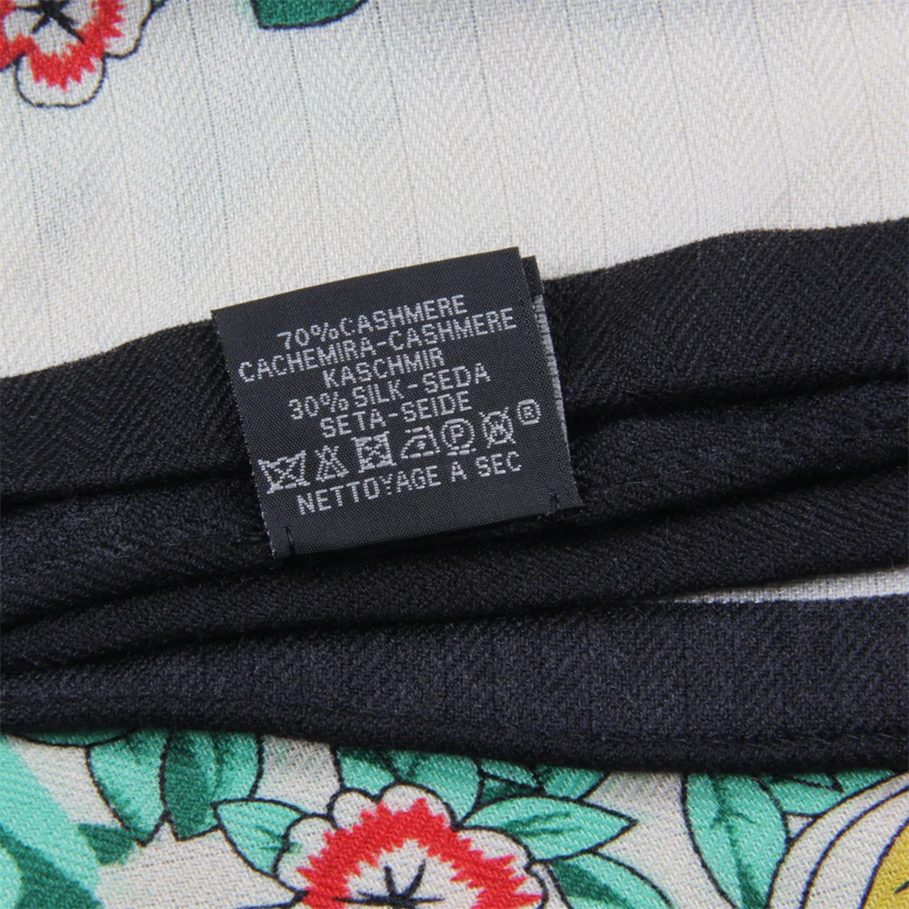POBING 30 % Seide, 70 % Kaschmir-Schal für Damen, handgerollt, modischer Druck, Dreieckstücher, Wraps, Bandana, große Hijabs, weiblicher Foulard – Detail 1