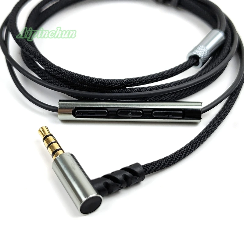 Cable de reparación de auriculares con conector de flexión de 3,5mm, Cable de repuesto para auriculares DIY, Cable trenzado de tela con micrófono, controlador de volumen