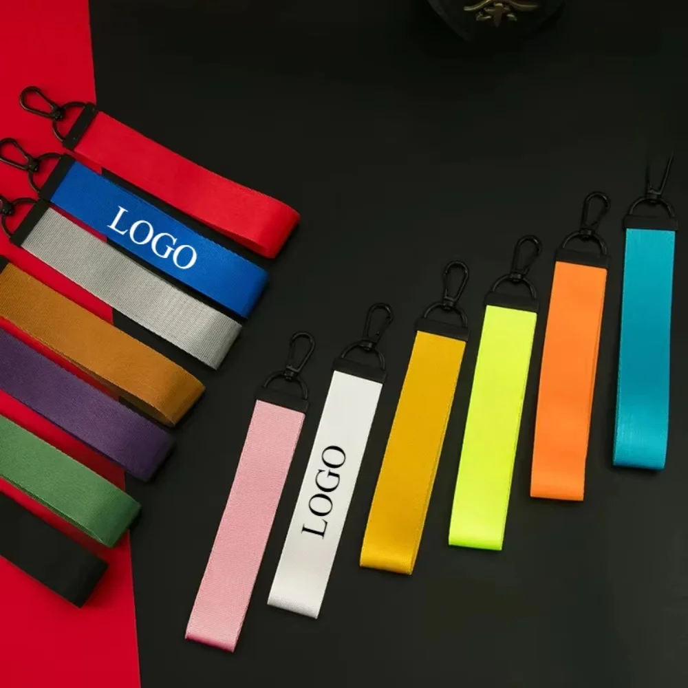 

Solid-color Woven Strap Keychain with Custom Printing Personalized Book Bag Accessory Versatile Car Key Charm Minimalist Design