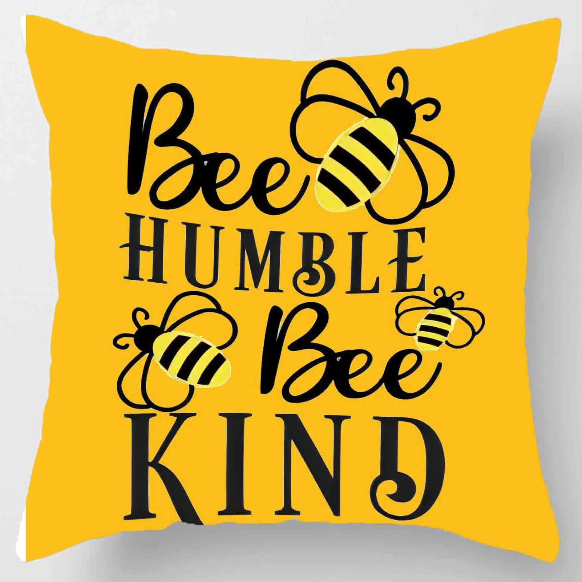 Cushion set 45X45cm, pillowcase set Yellow bee section soft velvet double-sided print pillow cover, home sofa decoration decorat