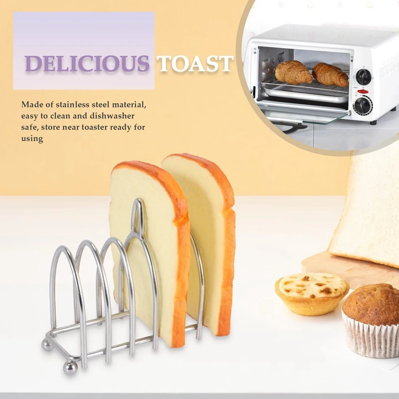 Toast Bread Rack Holder 6 Slice Stainless Steel Toast Rack With Ball Feet And Loop Carry Handle