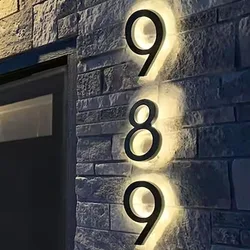Modern LED House Numbers Outdoor Waterproof Illuminated Address Numbers Letters Backlit Home Address Hotel Door Number Signs