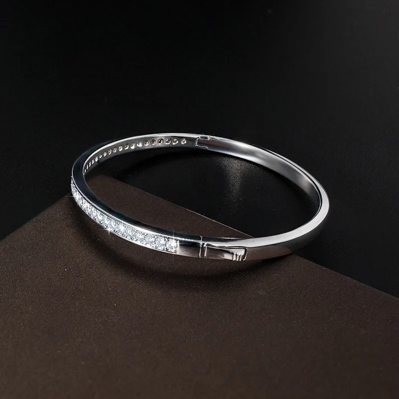 S925Sterling Silver Plating18KGold Full Inlaid Moissanite Bracelet for Women, Elegant and Versatile Commuting Jewelry, Custom Wh