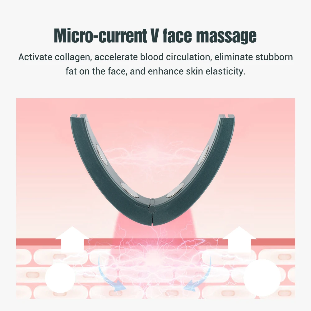 EMS Microcurrent V Face Lifting Machine Thin Double Chin Hot Compress Vibration Facial Massager Skin Rejuvenation Beauty Device