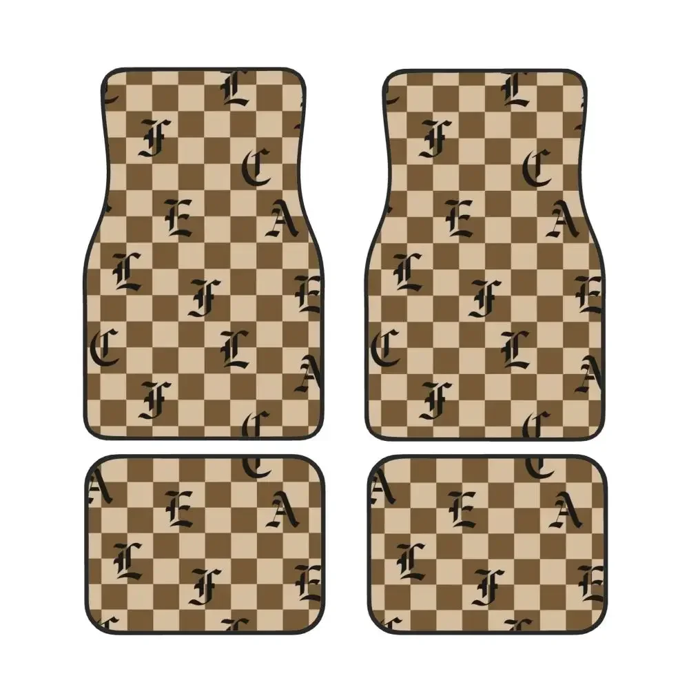 

Готические автомобильные коврики в шахматном порядке с буквами, 4 шт., противоскользящие и противоскользящие защитные коврики для автомобилей General Motors SUV, водонепроницаемые коврики